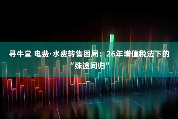 寻牛堂 电费·水费转售困局：26年增值税法下的“殊途同归”