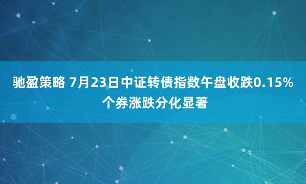 驰盈策略 7月23日中证转债指数午盘收跌0.15% 个券涨跌分化显著